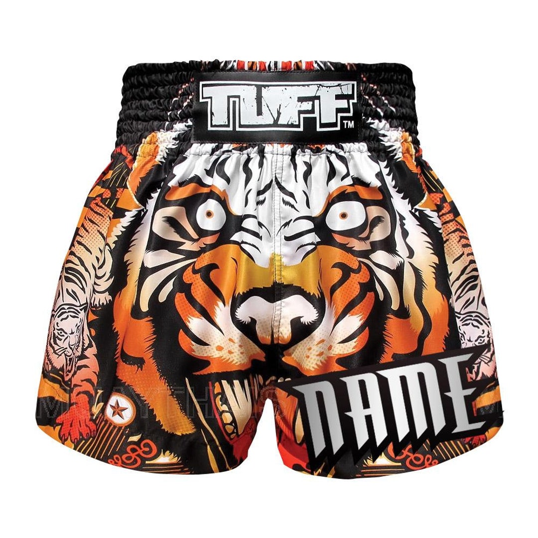 Houndstooth Blue And Orange Print Muay Thai Boxing Shorts