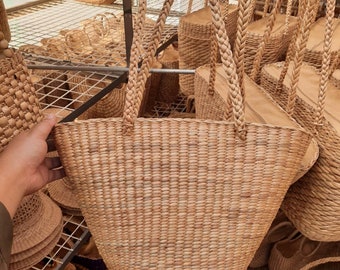 Straw Bag Water hyacinth Bag ,Summer handwoven straw bag in size small, Water hyacinth purse, Handwoven zero waste bag, Handmade straw bag