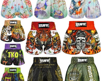 TUFF Muay Thai Boxing Shorts Retro Style Crane birds popular right nowFighter Karate Martial Arts