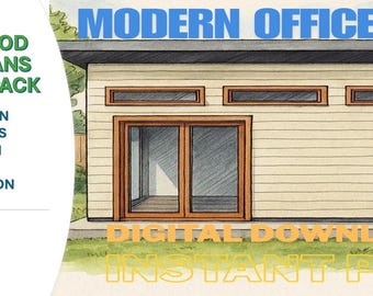 Office Pod Plans Starter Pack | DIY Backyard Office Shed | Modern Home Office Pod Kit | Small Studio Work Pod Building Plans PDF