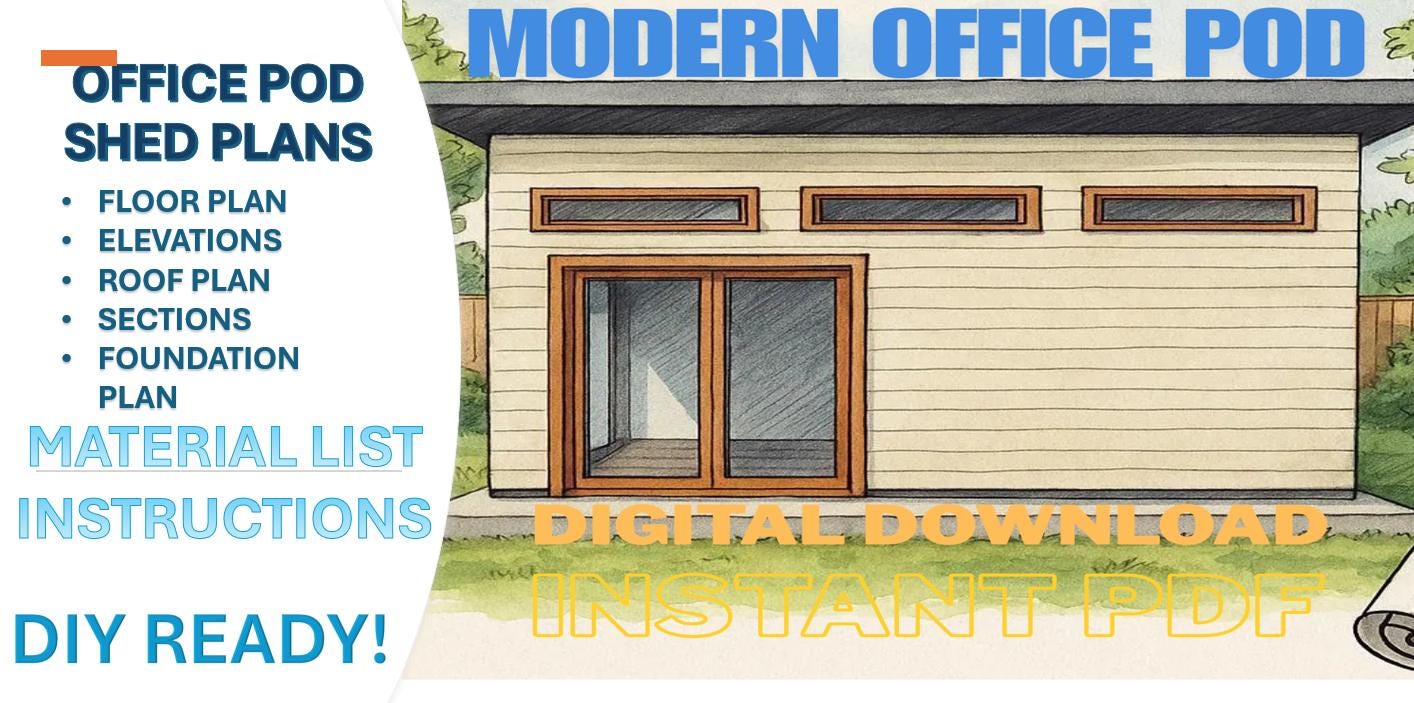 Modern Shed Plan PDF – Office Pod, Backyard Studio, Home Office Design