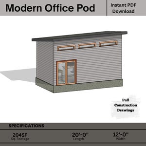 DIY Office Pod Plans: Modern Backyard Studio Shed (PDF Download)