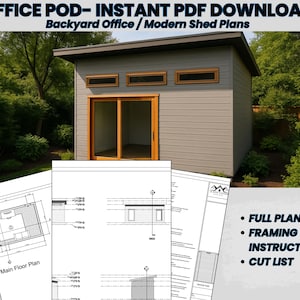 Modern Shed Plan PDF – Office Pod, Backyard Studio, Home Office Design