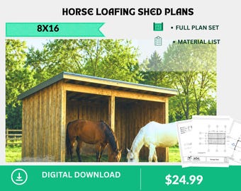Loafing Shed Plans PDF: Horse Shelter DIY Construction Blueprints (Digital Download)