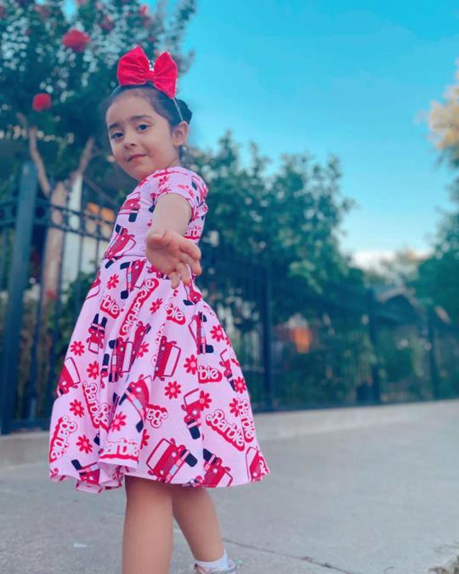 Teddy Bow Girl Trellis Dress