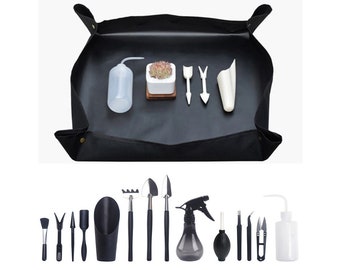 Succulent Tools 15pcs Mini Garden Tool Kit Succulents Plant Trimming Bonsai Set Waterproof Tarp Fleshy Garden