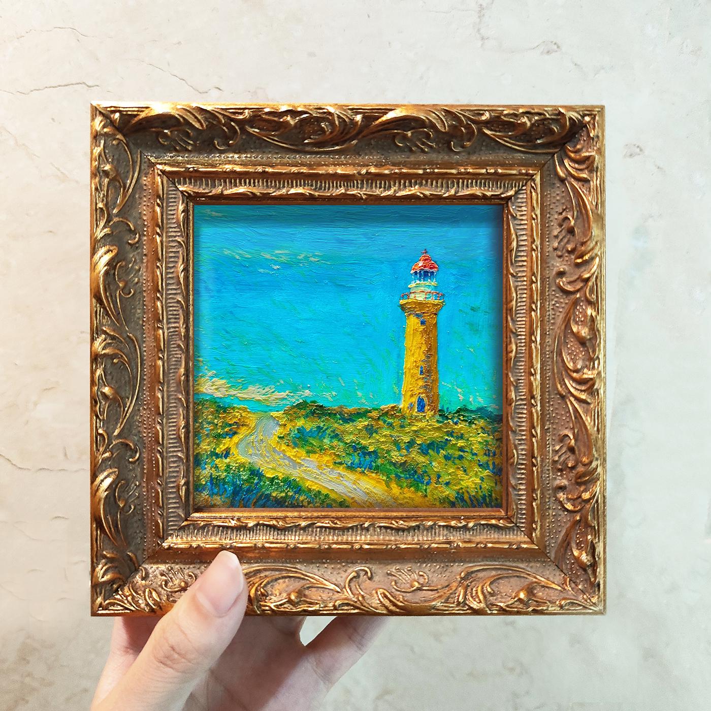 Miniature lighthouse painting original - Etsy 日本