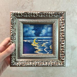 Small Landscape Beach Painting, Original Art,  Abstract Painting, Scenery Art Framed Art 10x10, Australian Wall Art, 3D Texture