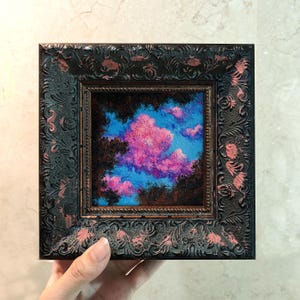 Small Abstract Cloud Painting, Original Art, Abstract Painting, Scenery Art Framed Art 10x10, Australian Wall Art, 3D Texture