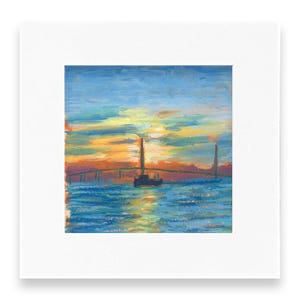 Small Landscape Painting, Original Art, Seaside Painting, Modern Art, Framed Art 10x10, Australian Wall Art, 3D Texture