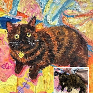 Small Hand-Drawn Pet Portrait From Photos, Custom Oil Pastel Art, Dog/Cat Painting, Pet Portrait Gift, 3D Texture