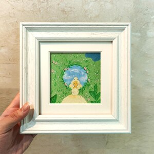 Cartoon Chicken Oil Pastel Painting: Small Animal Framed Art, 3D Texture