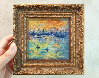 Small Landscape Scenery Painting, Original Art, Abstract Painting, Scenery Art Framed Art 10x10, Australian Wall Art, 3D Texture