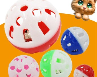 Jouets interactifs colorés et amusants pour chat en plastique avec clochette - Balles en treillis attrayantes pour chatons et chats