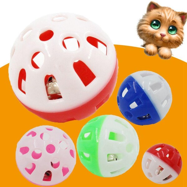 Colorful Fun Interactive Plastic Ball Cat Toys with Bell – Engaging Jingle Lattice Balls for Kittens and Cats