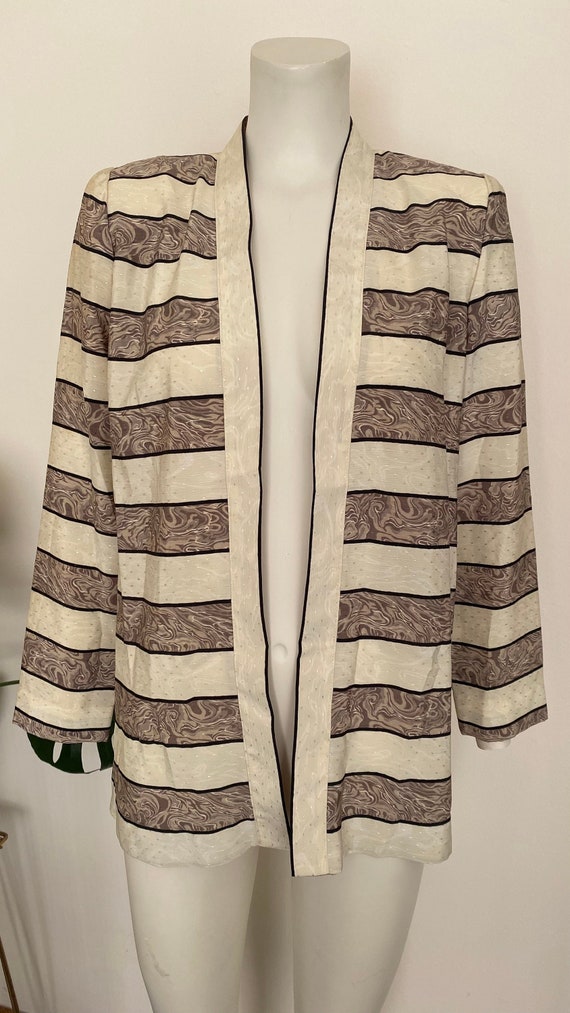 Vintage 1970s Leslie Fay Petites Striped Kimono-St