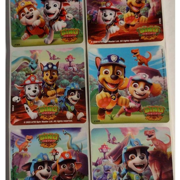 25 (Licensed) Paw Patrol Dino Rescue Stickers, 2.5" x 2.5", Party Favors