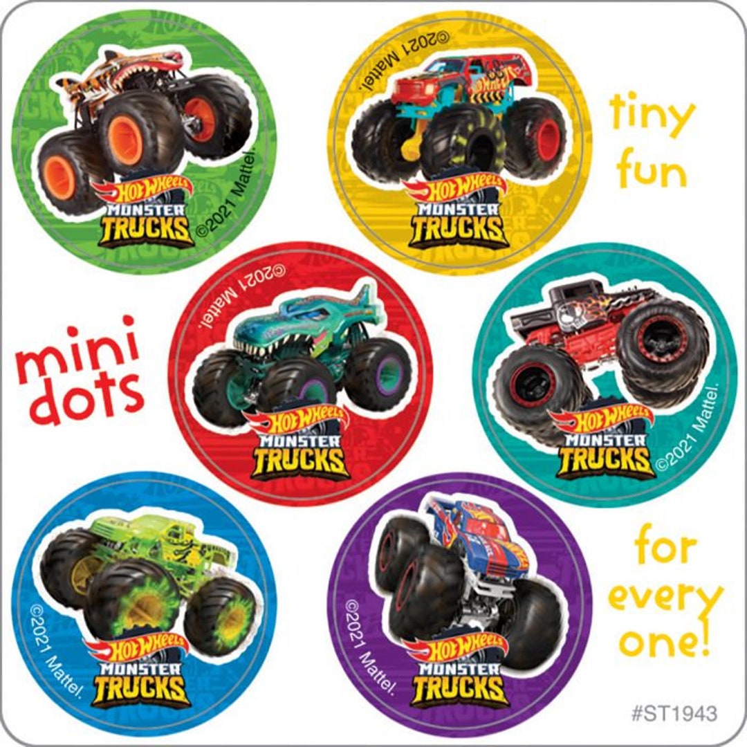 150 Hot Wheels Monster Truck Mini Stickers Each 7 8 Round Etsy