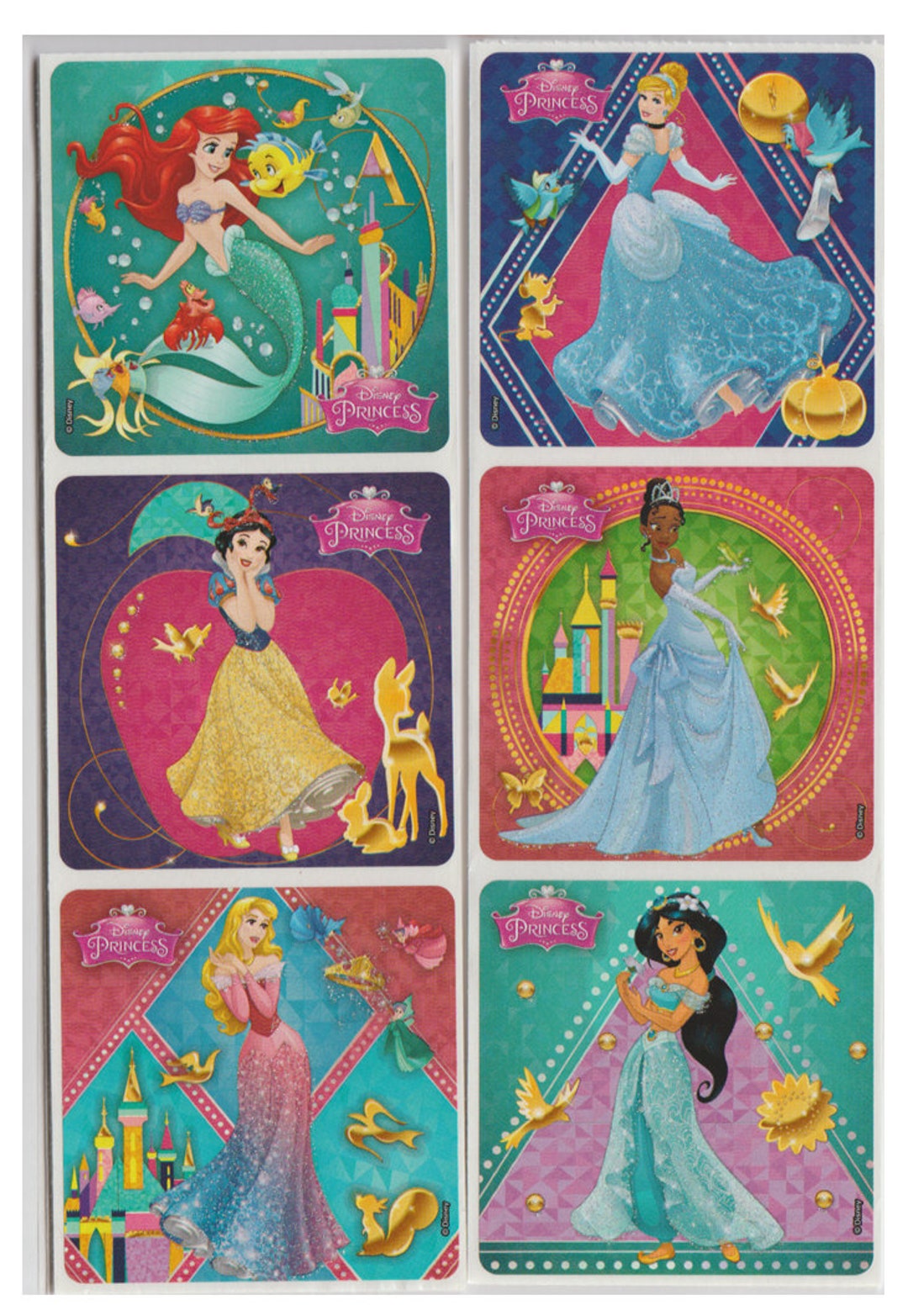 Princess Sticker Rhinestones 24 (licensed) Disney Princess Glitter Stickers, 2.5