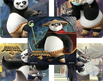 25 (Licensed) Kung Fu Panda 4 Stickers, 2.5" x 2.5", Party Favors