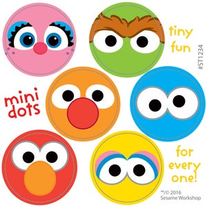 150 (Licensed) Sesame Street Mini Stickers, Each 7/8" Round