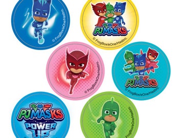 150 (Licensed) PJ Masks Mini Stickers, Each 7/8" Round, Party Favors