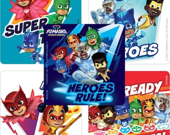 25 (Licensed) PJ Masks Power Heroes Stickers, 2.5" x 2.5", Party Favors