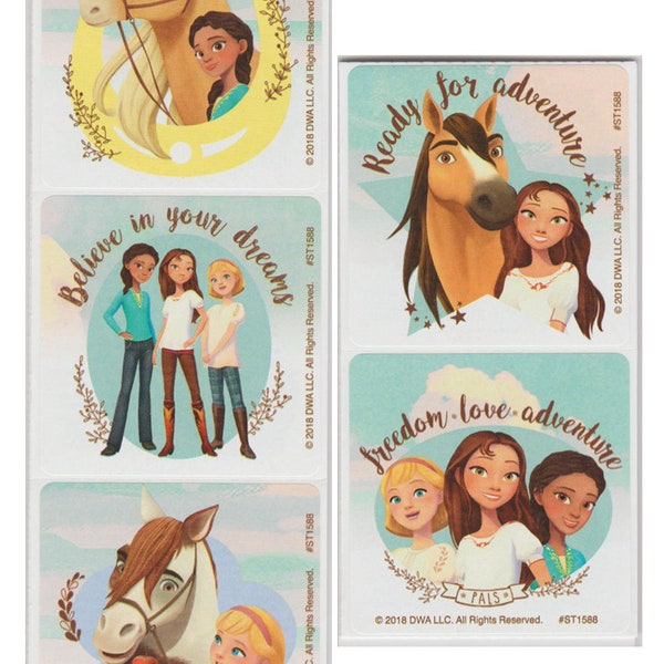 SmileMakers Spirit Riding Free Aufkleber – 100 Stück, 5 Designs, Hypoallergen