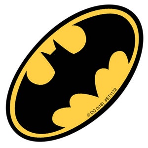 20 (Licensed) Batman Logo-Shaped Stickers, 2.5" x 1.5", Party Favors