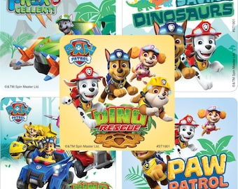 25 (Licensed) Paw Patrol Dino Rescue Stickers, 2.5" x 2.5", Party Favors