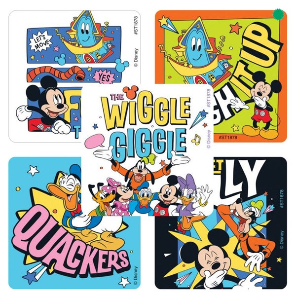 25 Mickey Mouse Funhouse Get Silly (Licensed) Stickers, 2.5" x 2.5", Party Favors