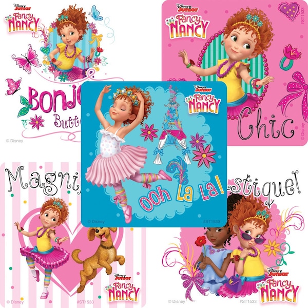 25 (Licensed) Fancy Nancy Stickers, 2.5" x 2.5", Party Favors