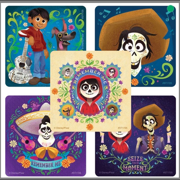 25 (Licensed) Coco Movie Stickers, 2.5" x 2.5", Party Favors
