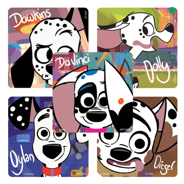 25 (Licensed) 101 Dalmatian Street Stickers, 2.5" x 2.5", Party Favors