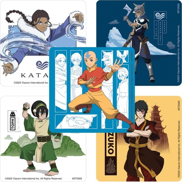 25 (Licensed) Avatar Last Airbender Stickers, 2.5" x 2.5", Party Favors