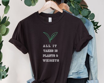 Vegan GymTshirt, vegan weights tee, vegan gym t-shirt, vegan workout t-shirt, unisex vegan tshirt, vegan exercise shirt, plant based tee