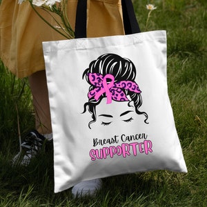 Breast Cancer Supporter Tote Bag, Breast Cancer Awareness, Pink Ribbon Supporter, Cancer Awareness Gift, Chemotherapy gift, we wear pink
