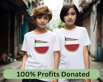 KIDS Freedom Watermelon Tee, Free Palestine Tshirt, Pro Palestine tee shirt, watermelon t-shirt, palestine will be free Tshirt, freedom tee