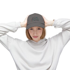 Funny Vegan Vegetarian Distressed Cap, Eating Animals Is Weird Hat, Unisex Baseball Cap, funny gift for vegan, fun gift for animal activist image 7
