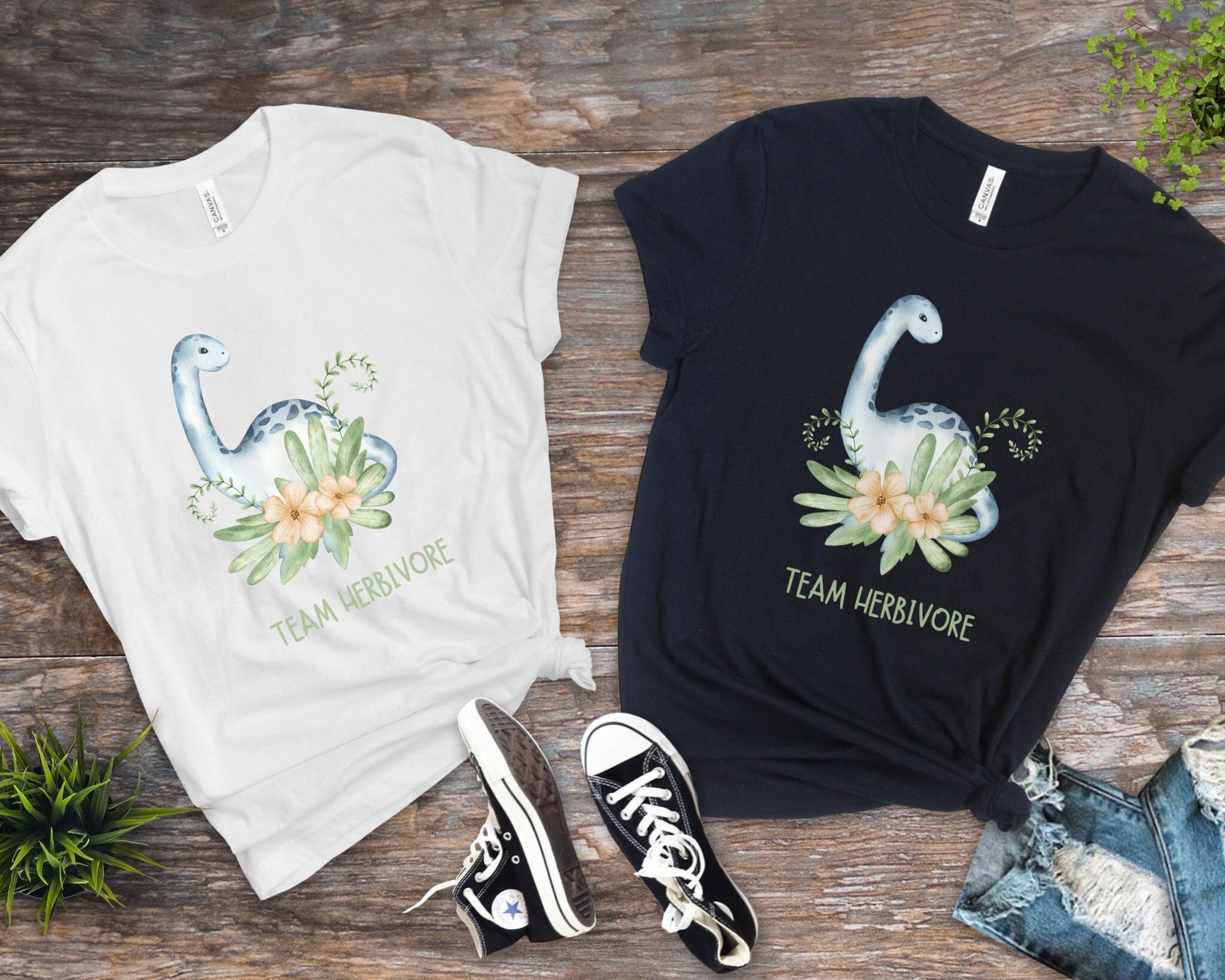 T-shirt Unisex Dinosaur Herbivore - Végétarien, Plantes, Arbres - Neuf Avec étiquette