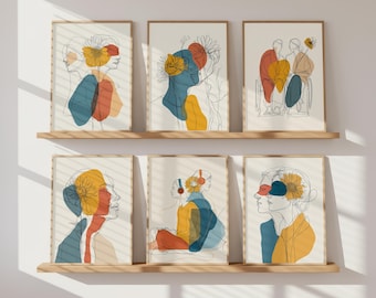 Invisible Disability Wandkunst-Set | Sonnenblume Bewusstsein Drucke | Psychische Gesundheit Büro Dekor | Inclusive Line Art Galerie | Digitaler Download