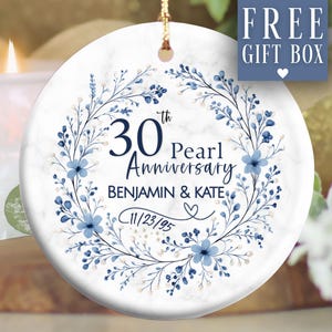 30th Anniversary Wedding Ornament, Custom 30th Anniversary, Personalized 30th Wedding Anniversary, Keepsake Gift Pearl Wedding Anniversary