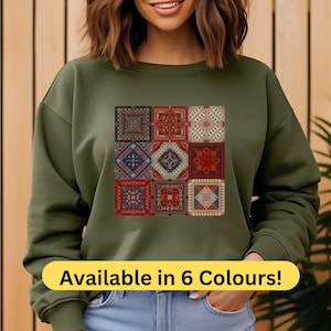 Palestinian Tatreez Sweatshirt, Pro Palestine sweatshirt, palestine pattern, rally sweatshirt, middle eastern sweatshirt, unisex jumper