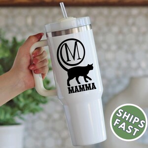 Personalized Name Tumbler For Cat Lover,Custom Cat Monogram Stanley Cup, Personalized Gift for Cat Mom Dad,Custom Cat Cup,40oz drink bottle,