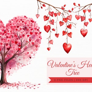 Imágenes prediseñadas del árbol del corazón de San Valentín, gráficos de la naturaleza del amor, regalo del día de San Valentín, invitaciones de boda, imágenes prediseñadas de invitación, tarjetas de San Valentín PNG