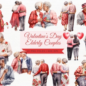 Casal de Idosos do Dia dos Namorados PNG, Presente de Dia dos Namorados, Presentes de Coração, Presente de Casamento de Casal Gay, Clipart de Convite, Aniversário PNG