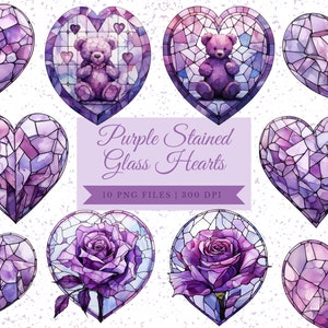 Romantische Buntglas Herzen, Schönes Herz PNG, Valentinstag Geschenkideen, Teddy Bär Baby Shower, Moderne Buntglas Clipart, Marmor PNG