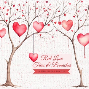 Clipart de coração de dia dos namorados vermelho, presentes para amantes de árvores de dia dos namorados, clipart de convite da natureza, clipart de coração de casamento, cartões de dia dos namorados, clipart de amor
