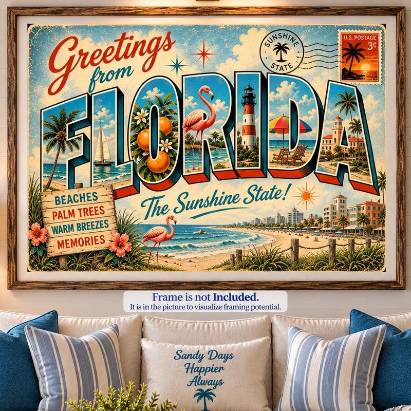 Florida Travel Poster Retro - Etsy