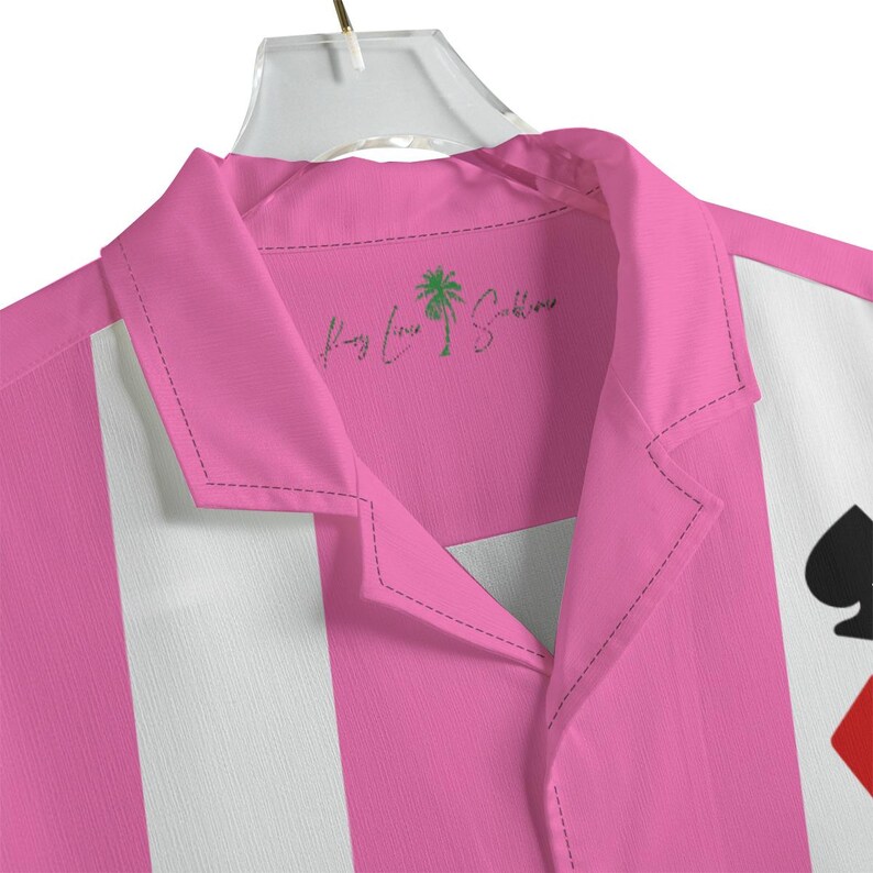 Pink Poker Button Up Shirt - Vintage Casino Bowling Shirt Rockabilly Gambling Club Retro Playing Card Party Outfit Cool Shirt Dad Husband 画像 3